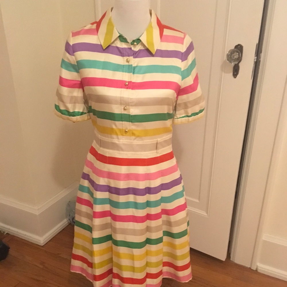 Kate Spade rainbow candy stripe Jeanette dress 8